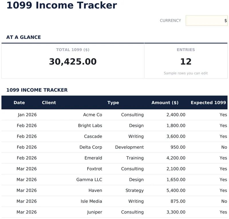 1099 Income Tracker