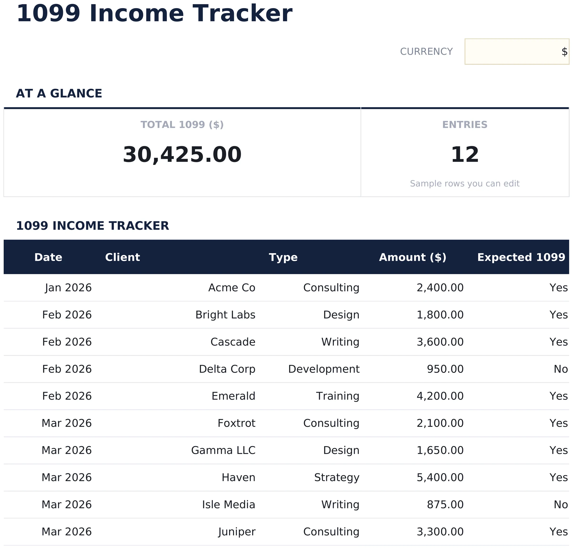 1099 Income Tracker preview