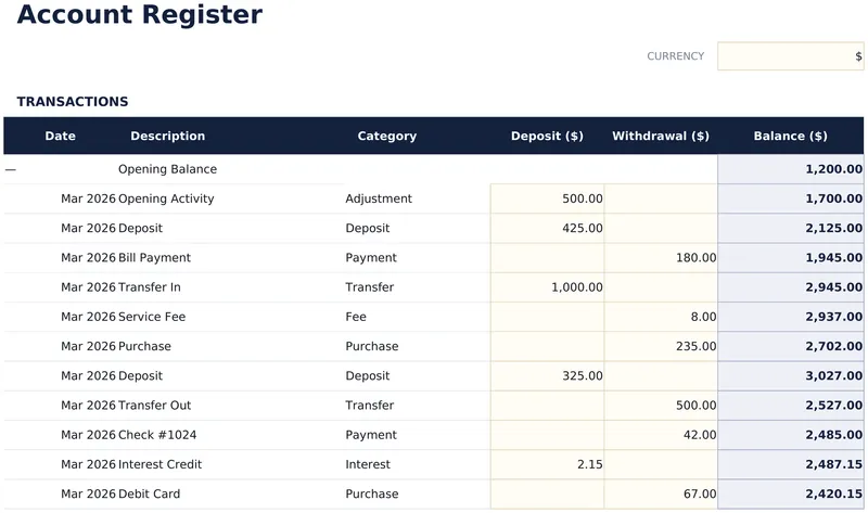 Account Register
