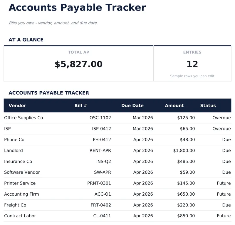 Accounts Payable Tracker