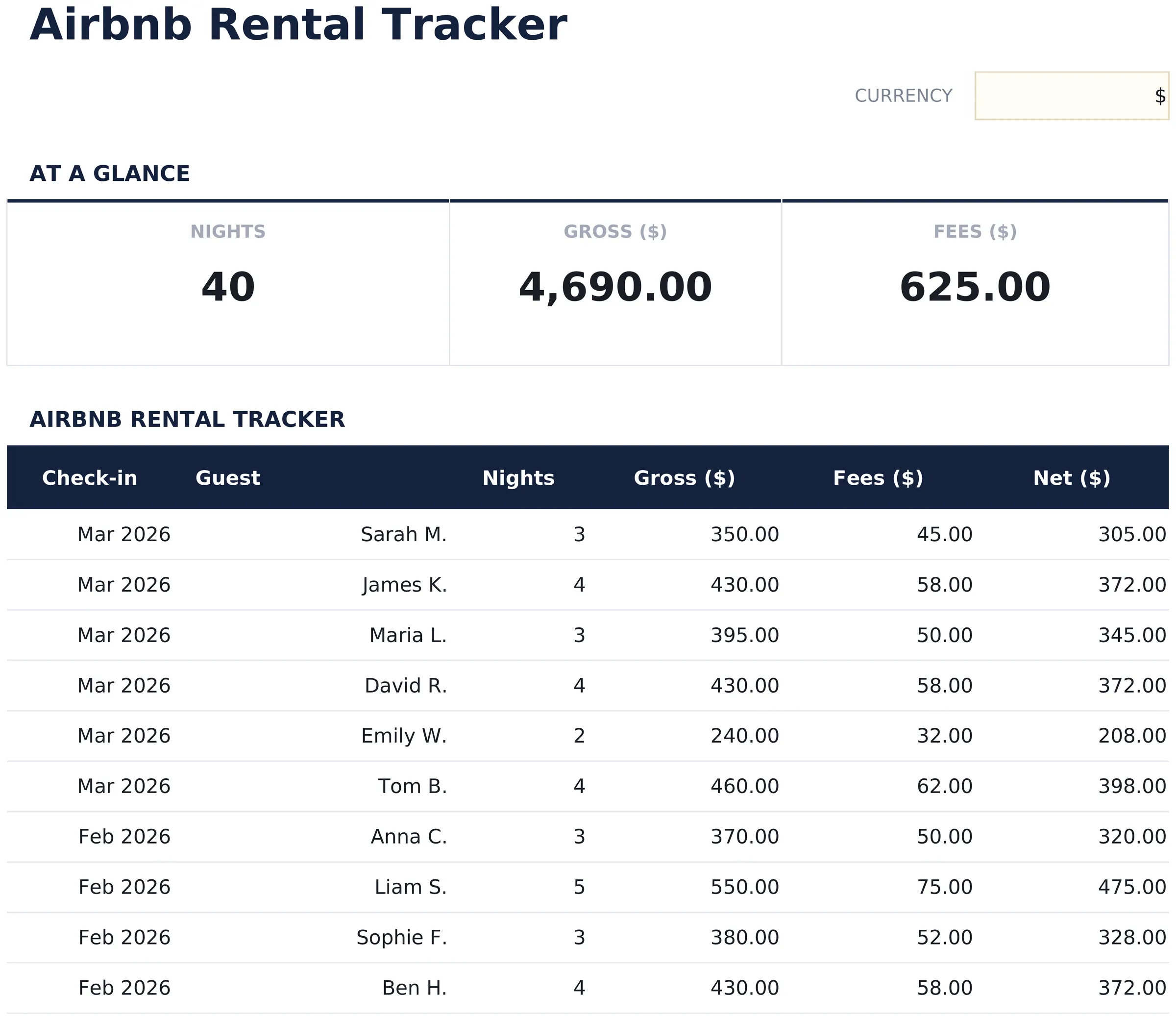 Airbnb Rental Tracker preview