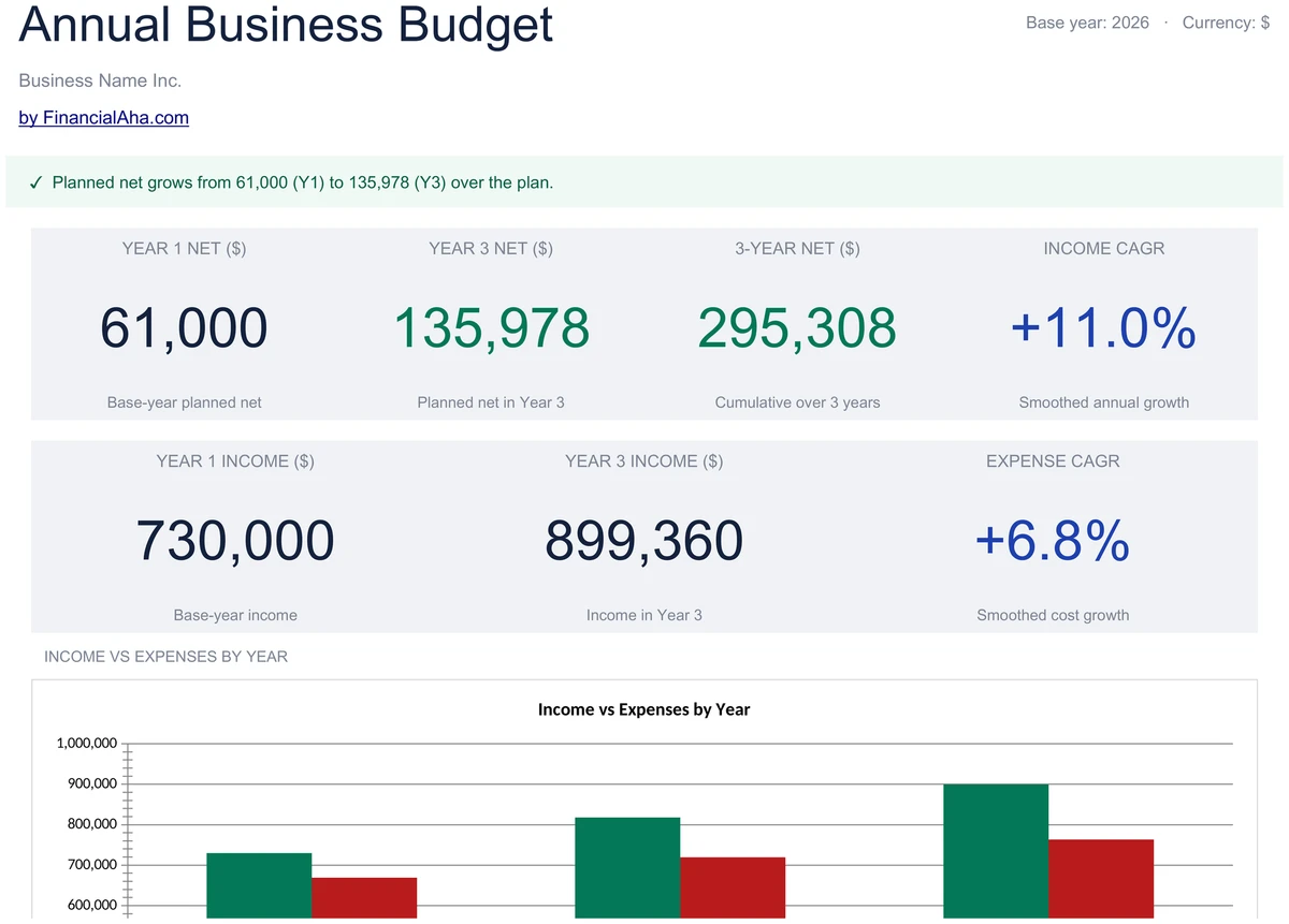 Annual Business Budget Dashboard