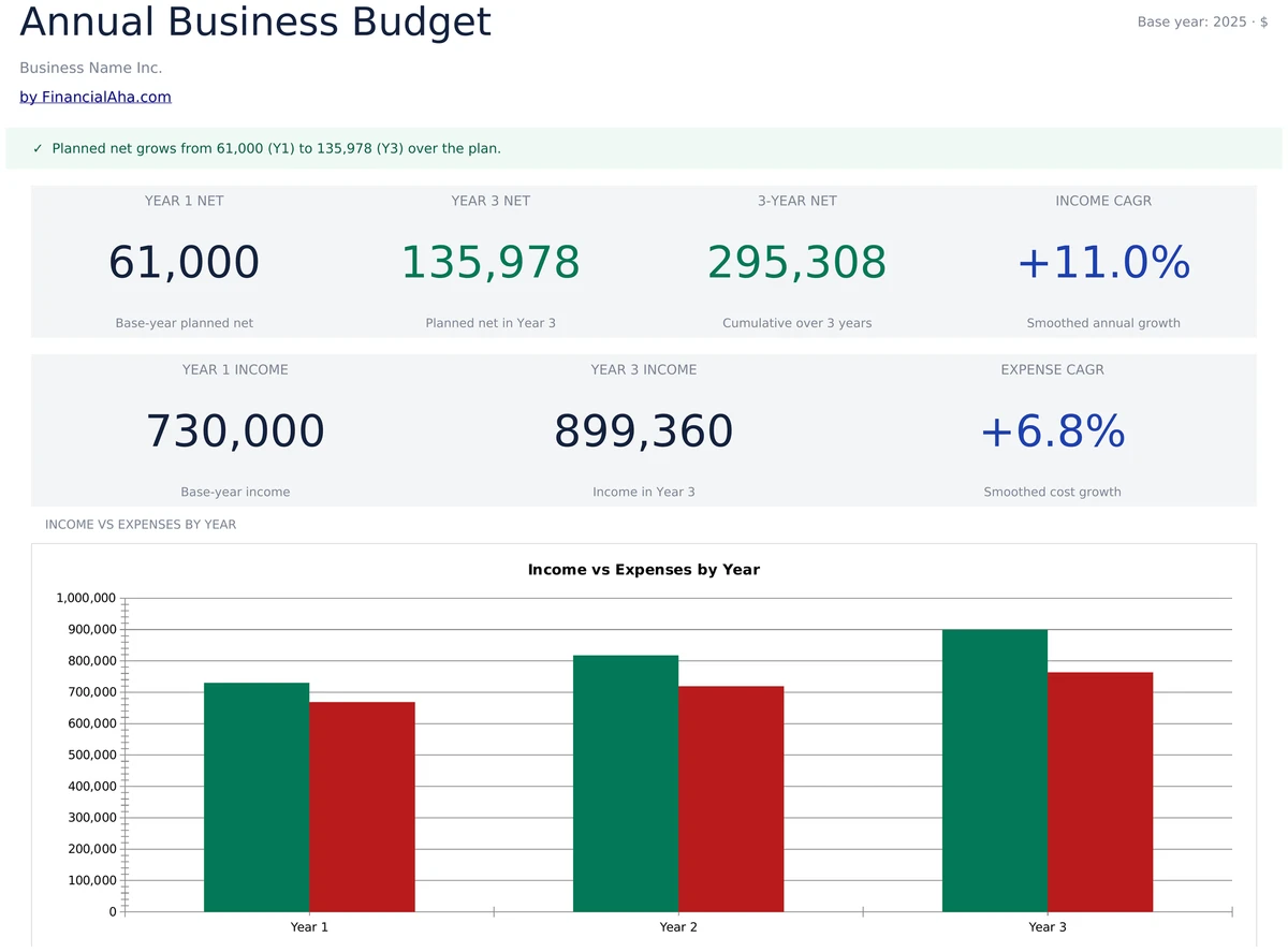Annual Business Budget Dashboard