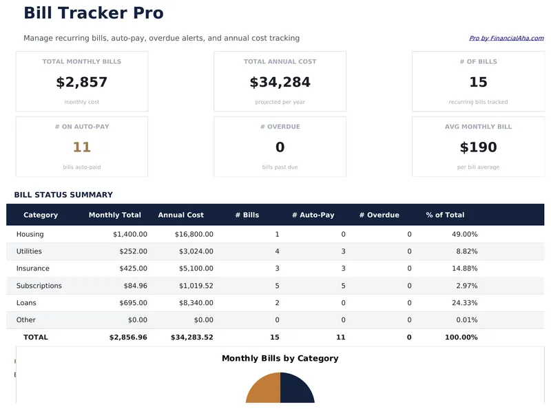 Bill Tracker Pro preview
