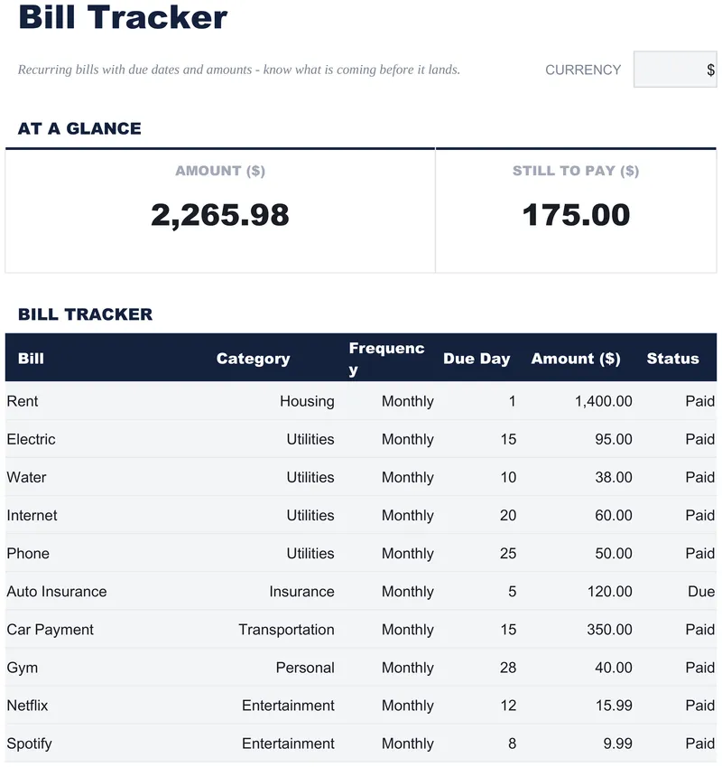 Bill Tracker