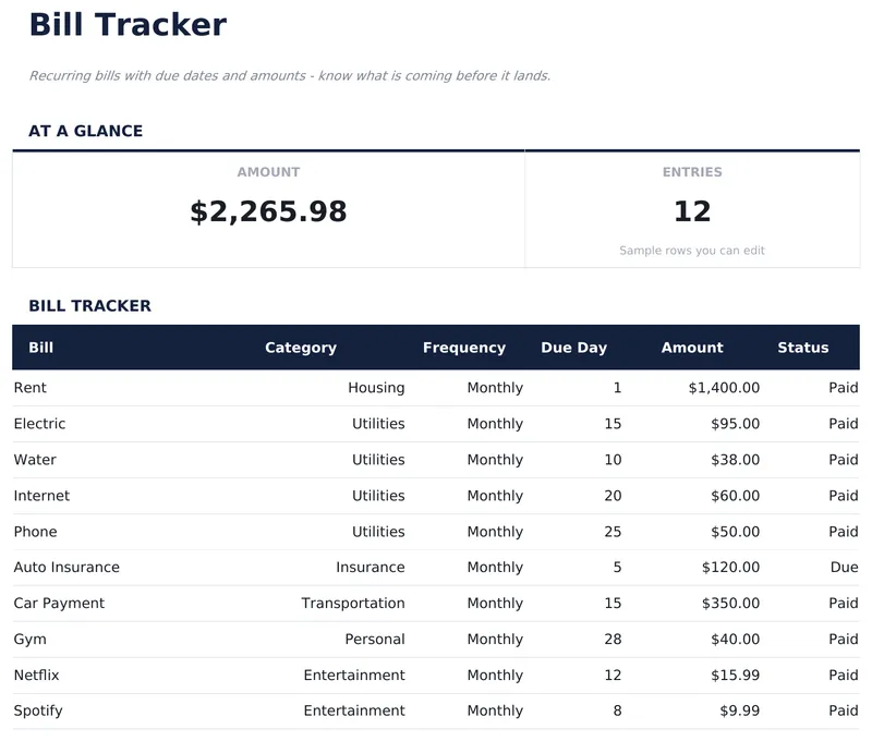 Bill Tracker