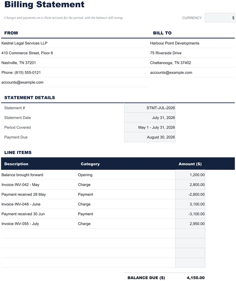 Billing Statement