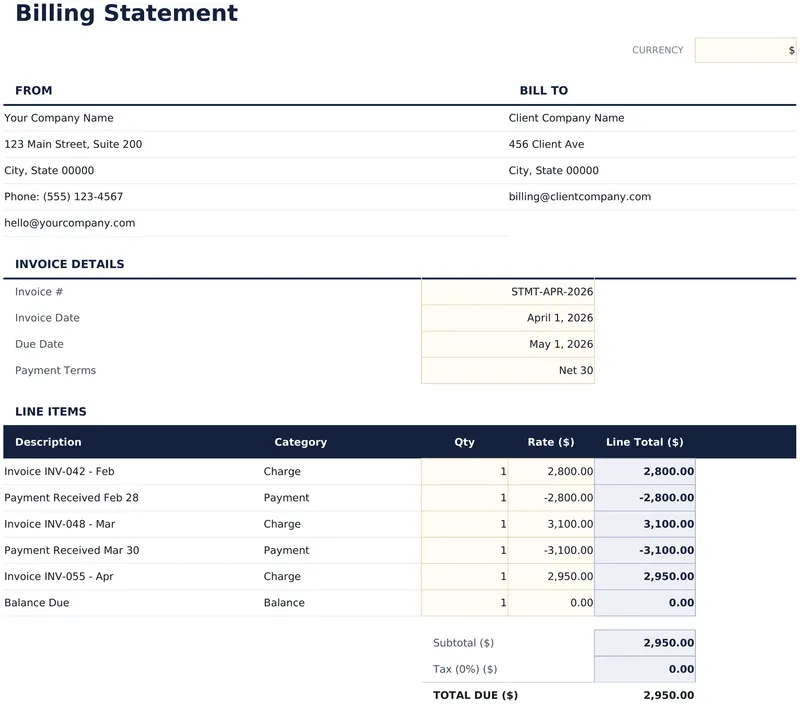 Billing Statement