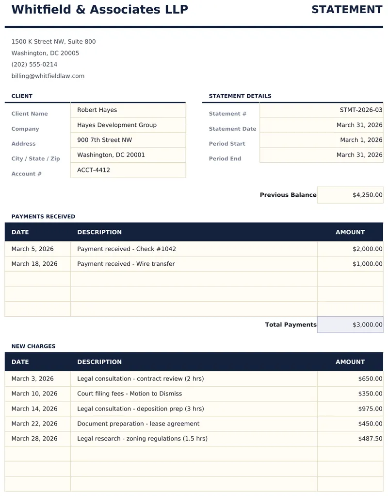 Billing Statement preview