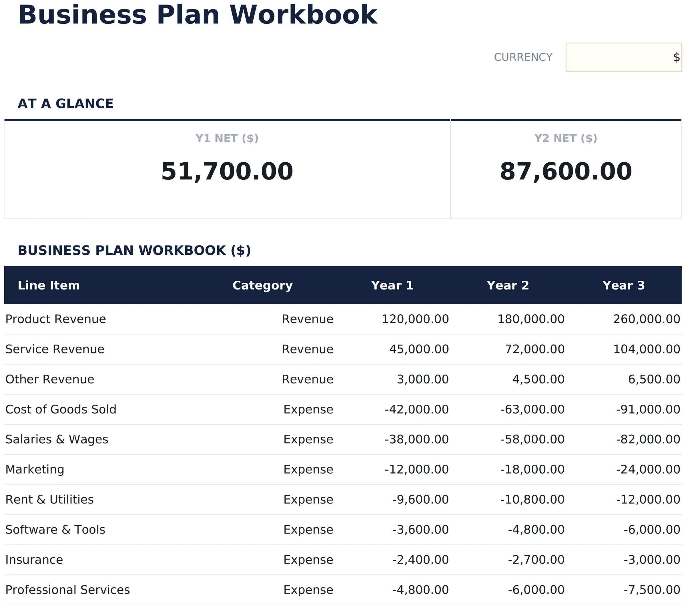 Business Plan Workbook preview