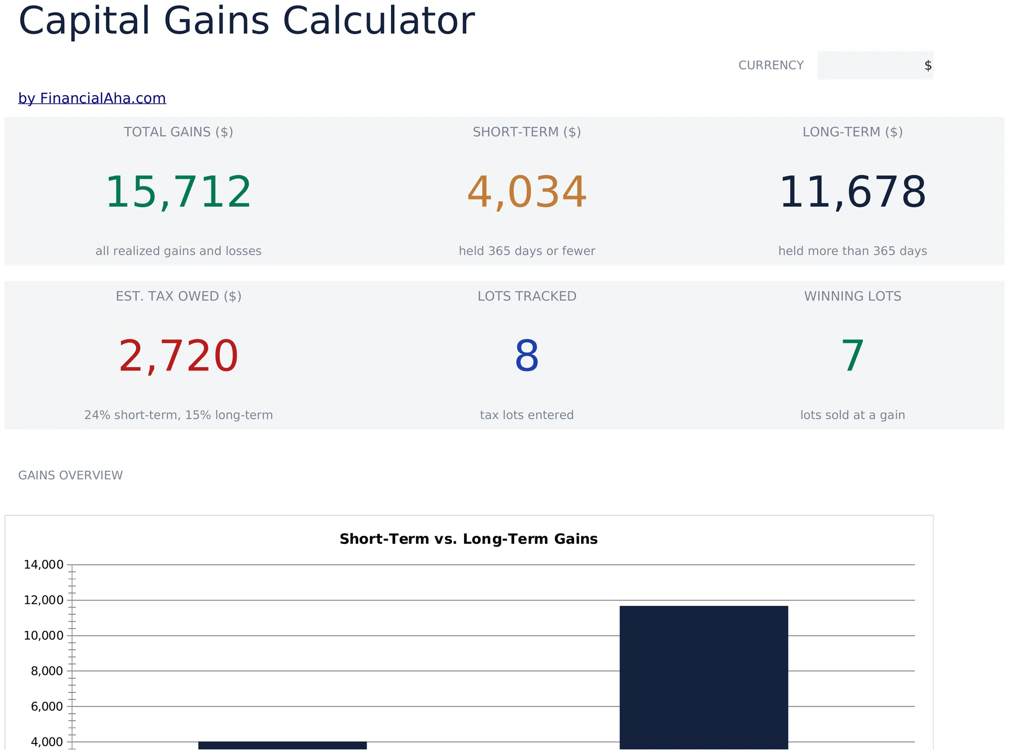 Capital Gains Calculator preview