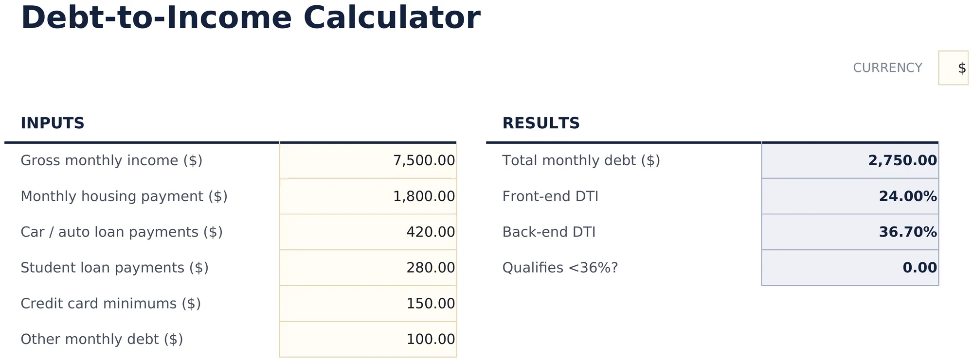 Debt-to-Income Calculator preview