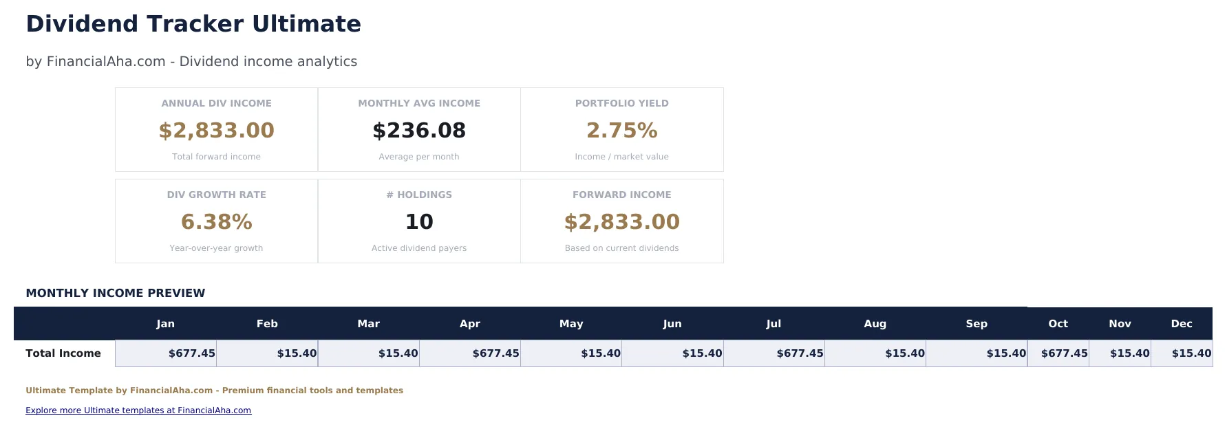 Dividend Tracker Ultimate preview