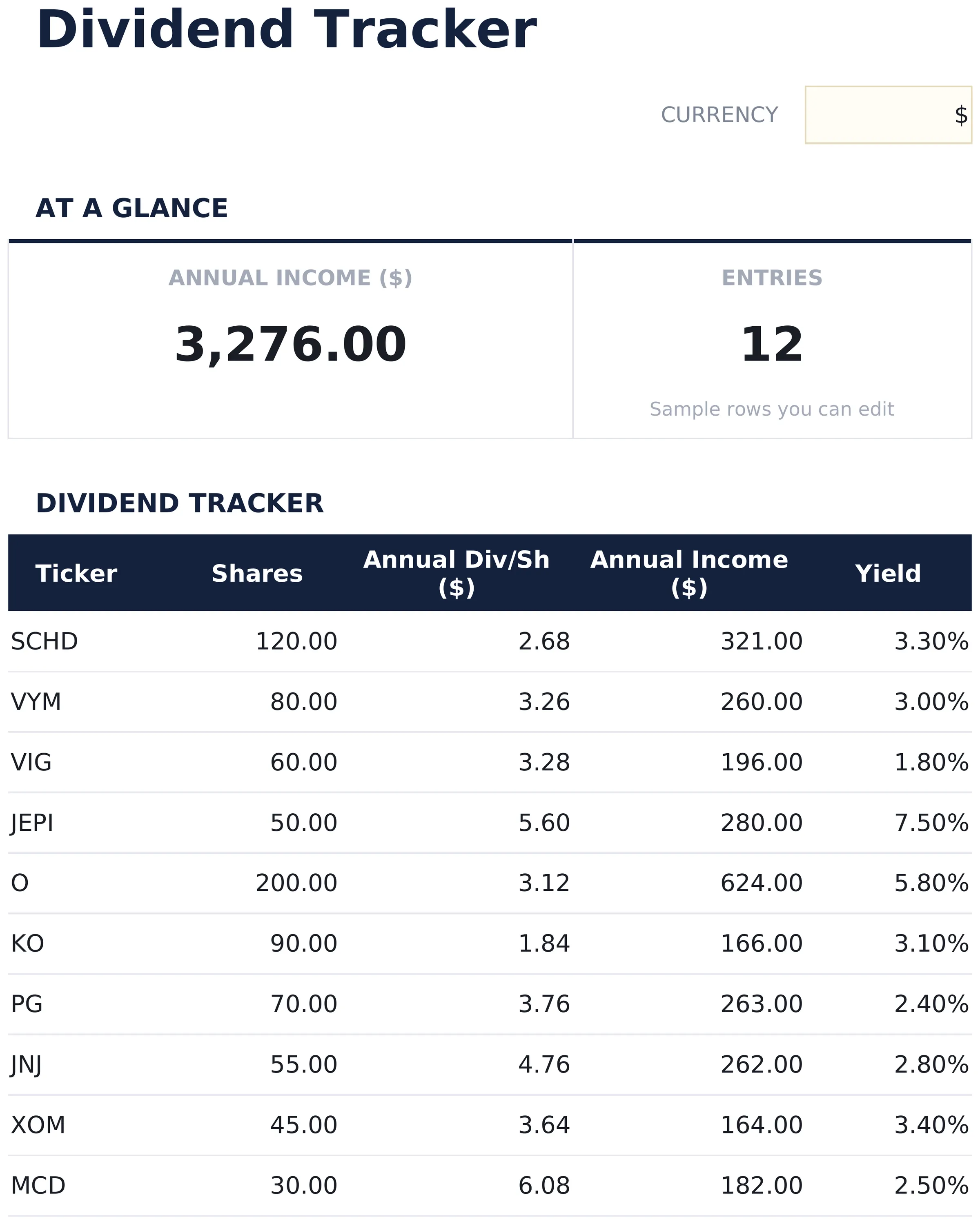 Dividend Tracker preview