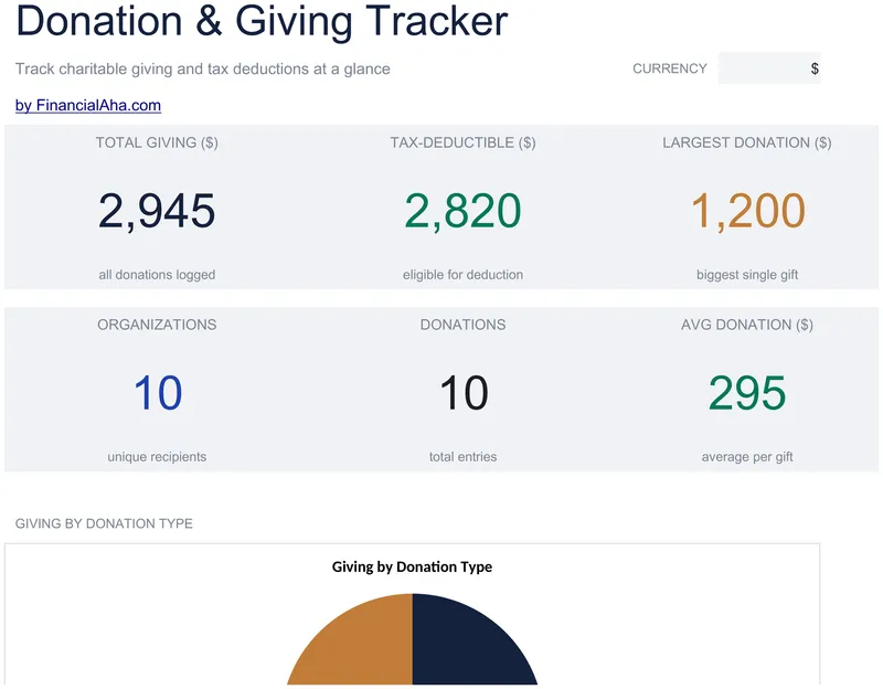 Donation & Giving Tracker preview