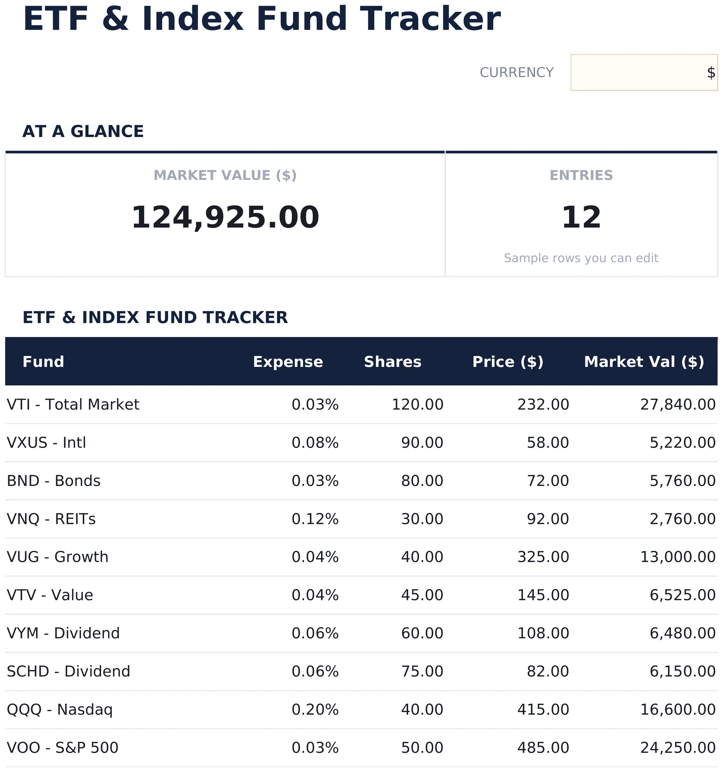 ETF & Index Fund Tracker preview