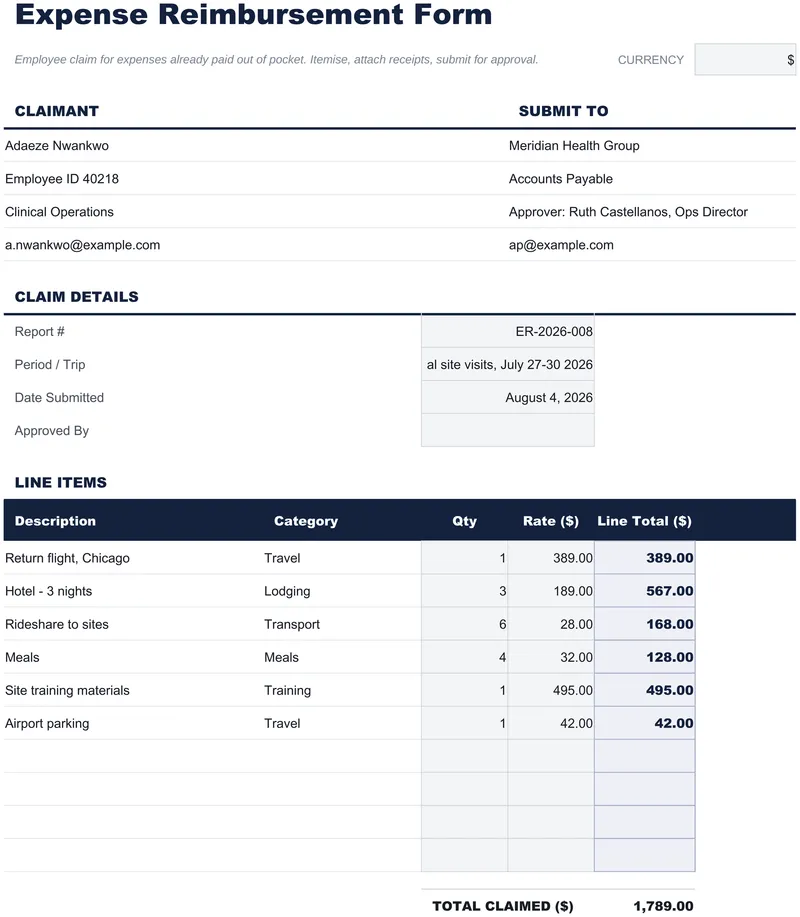 Expense Reimbursement Form