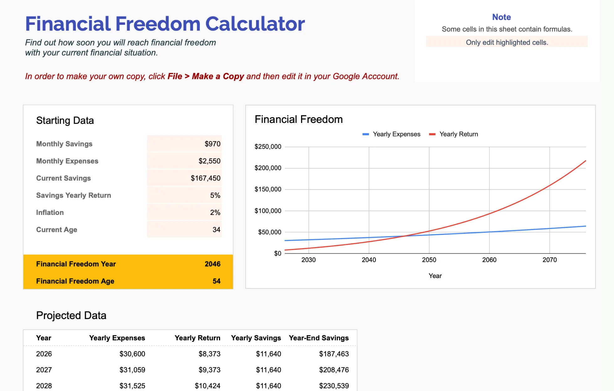 Financial Freedom Calculator Preview