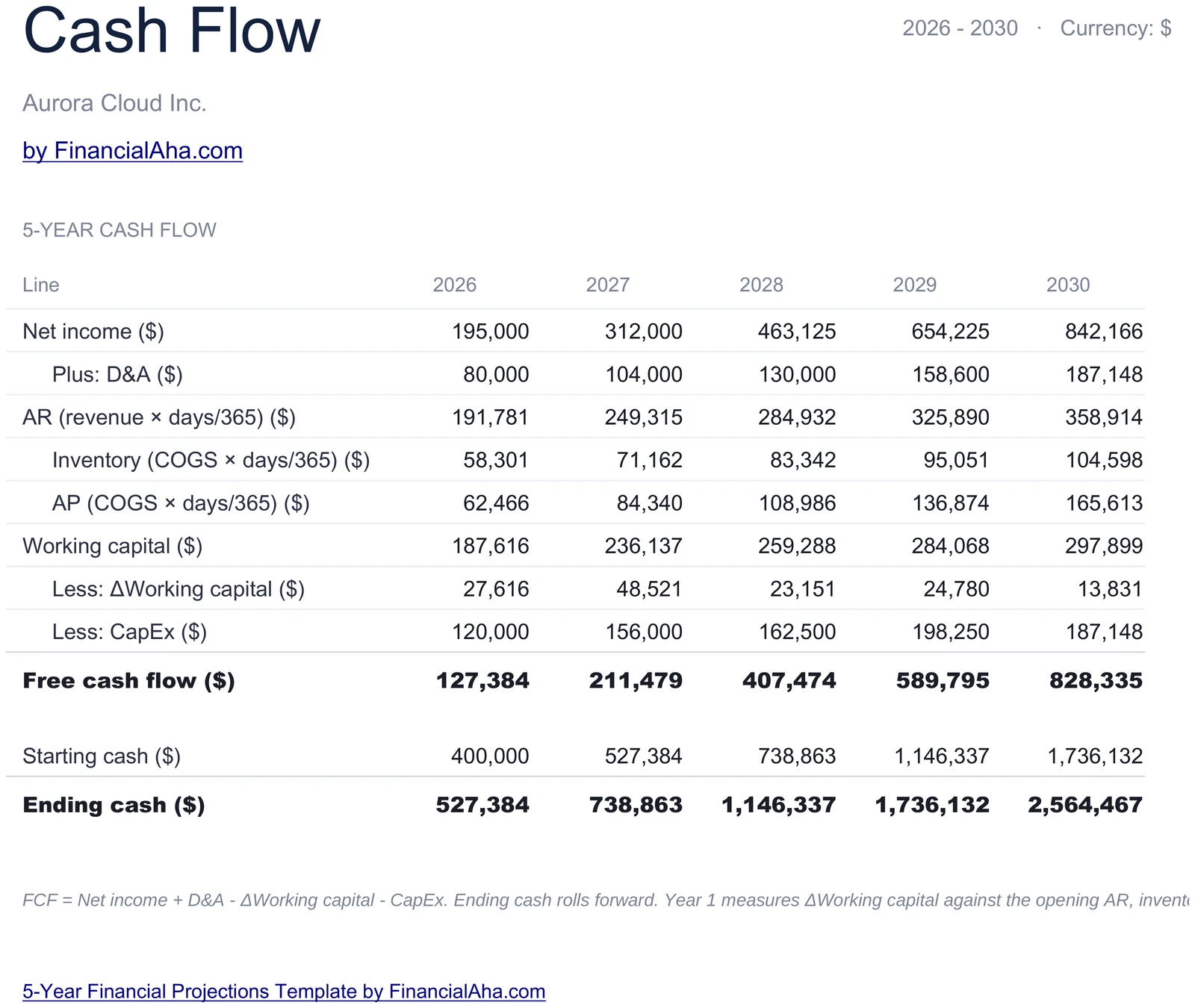5-Year Cash Flow Statement