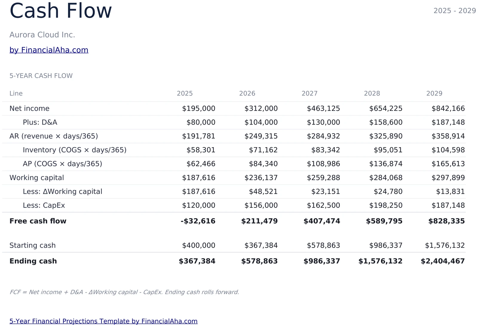 5-Year Cash Flow Statement