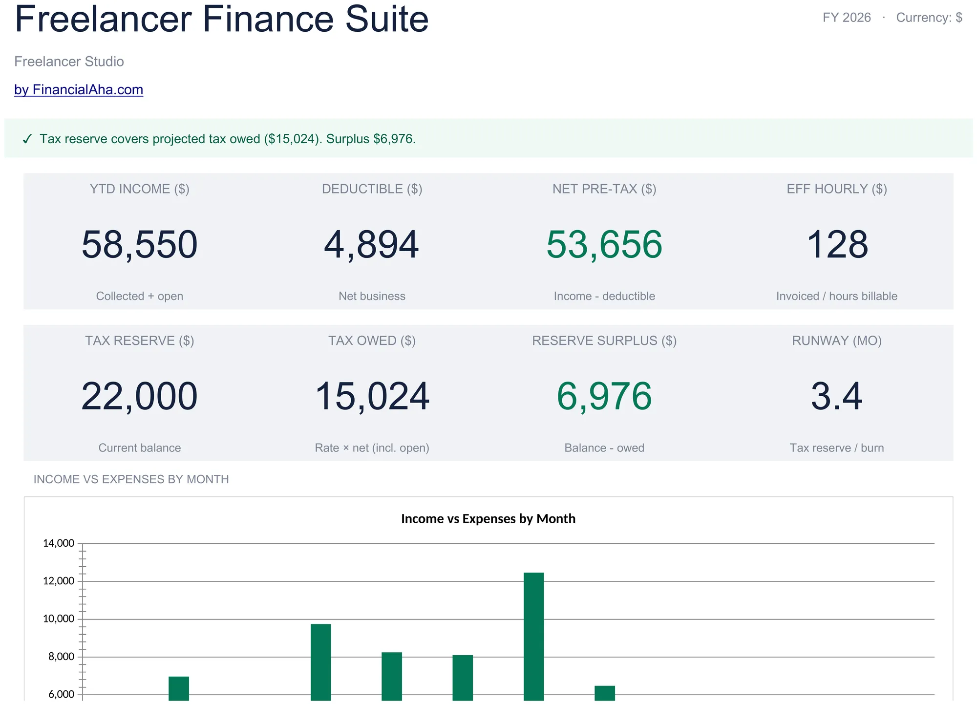 Freelancer Finance Suite Template Preview