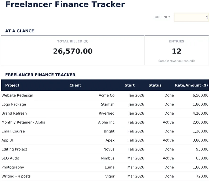 Freelancer Finance Tracker