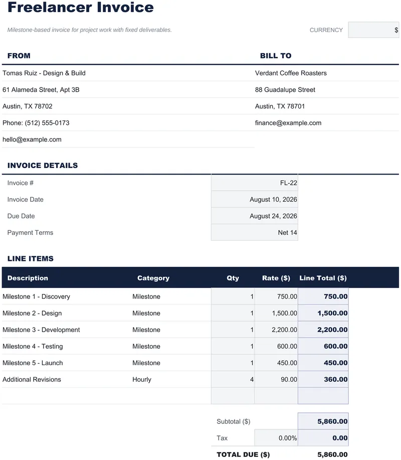 Freelancer Invoice