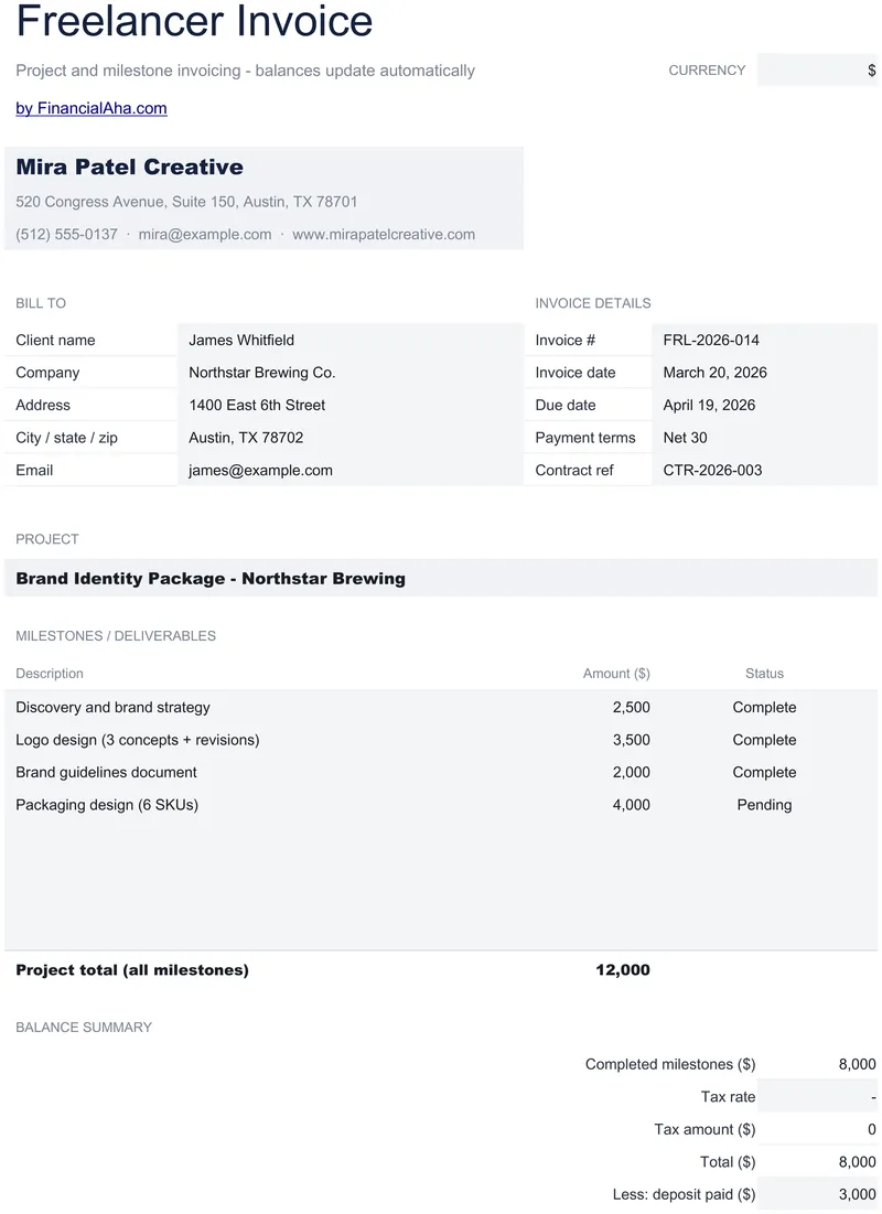 Freelancer Invoice preview