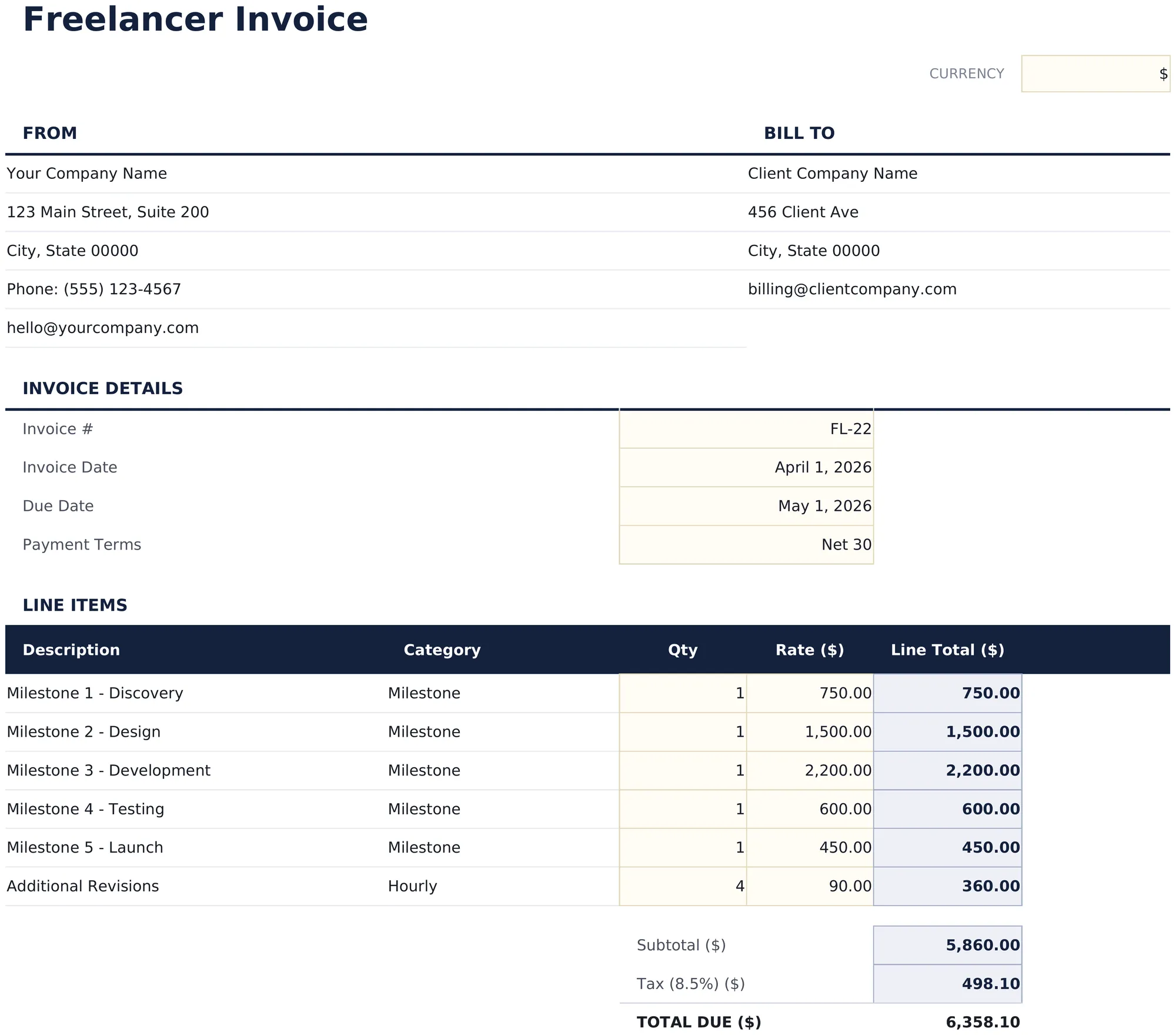 Freelancer Invoice preview
