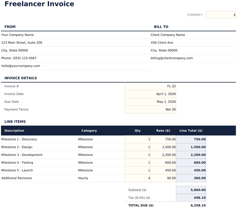 Freelancer Invoice