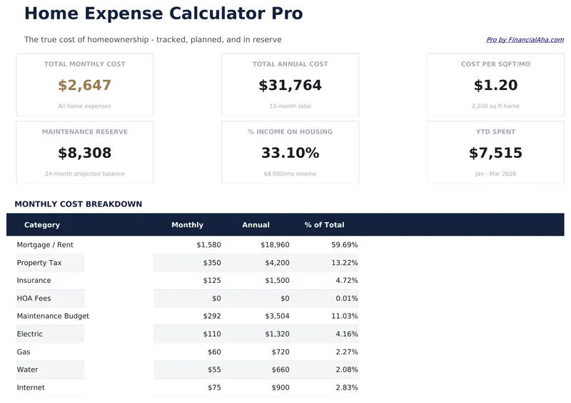 Home Expense Calculator Pro preview