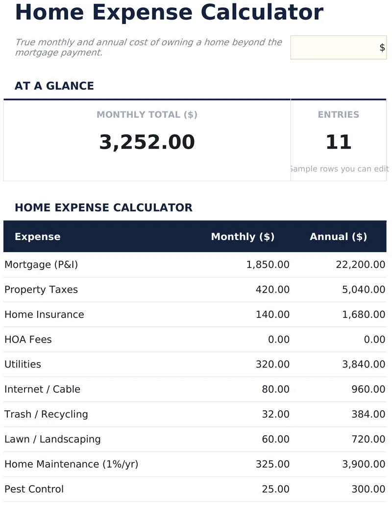 Home Expense Calculator