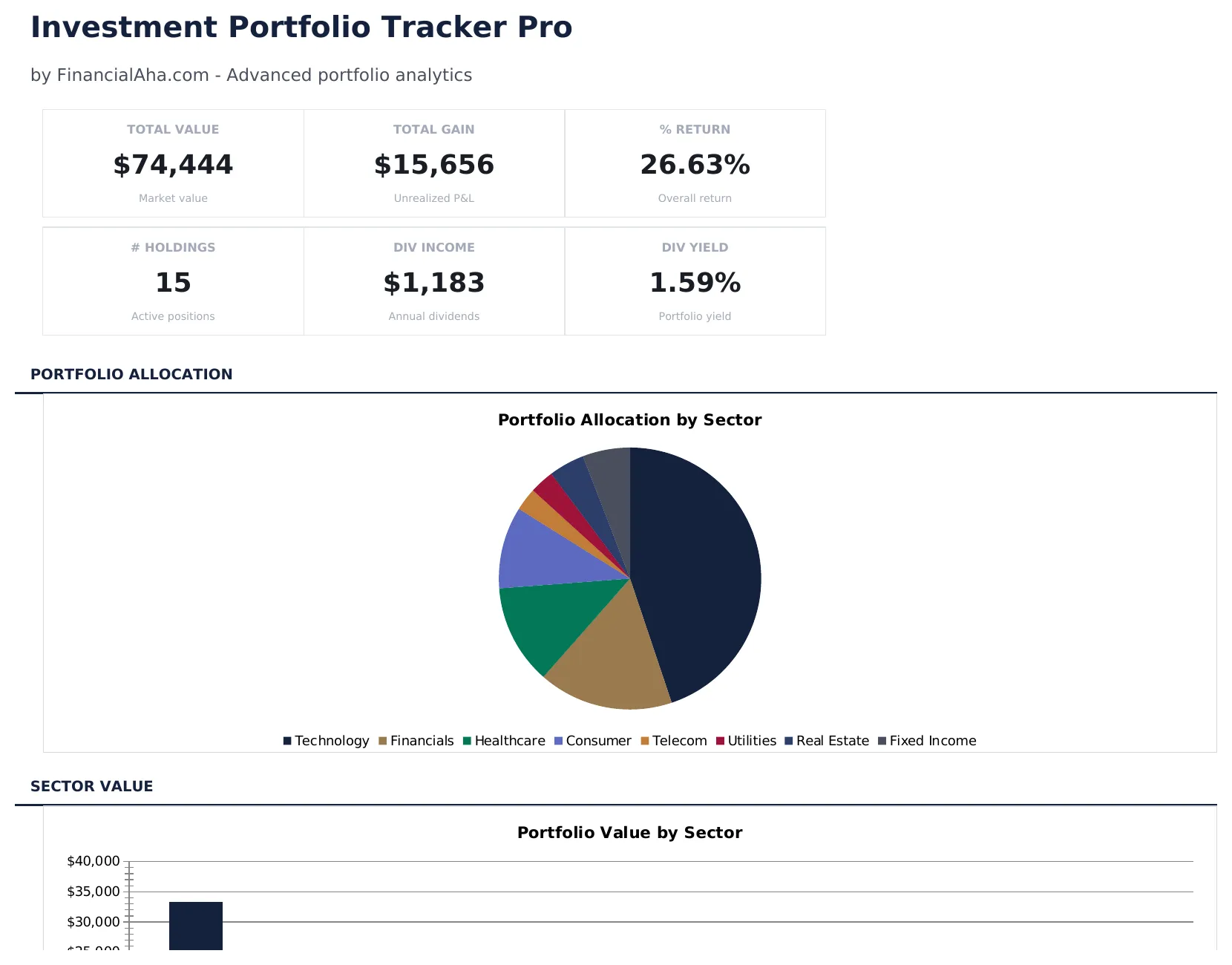 Investment Portfolio Tracker Pro preview