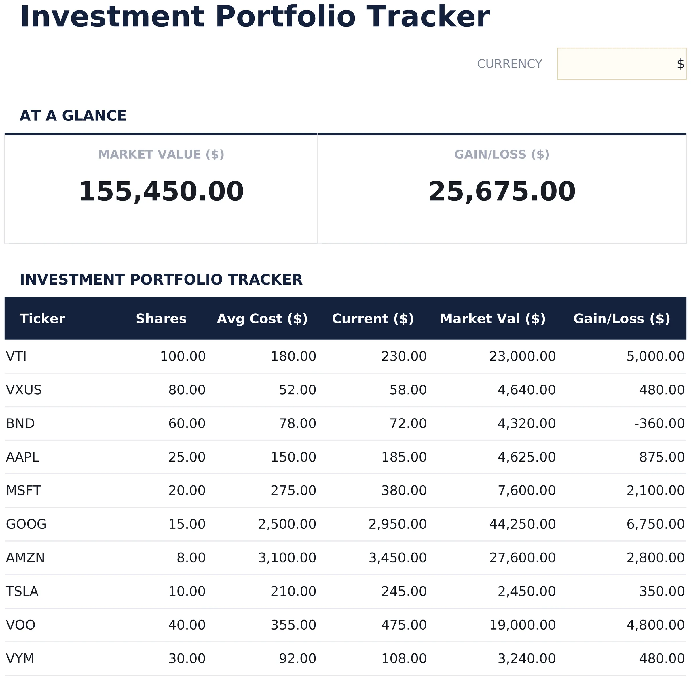 Investment Portfolio Tracker preview