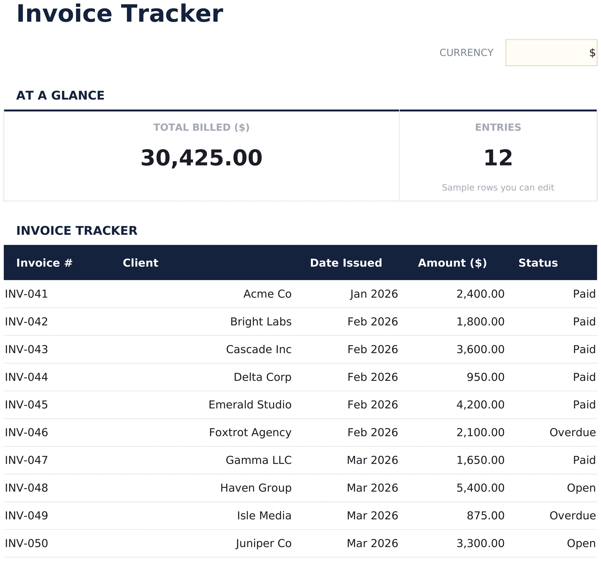 Invoice Tracker preview