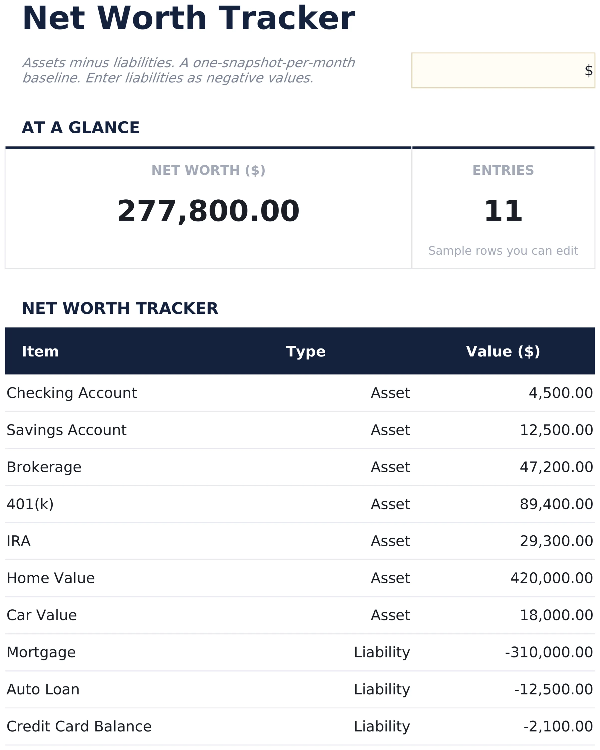 Net Worth Tracker preview