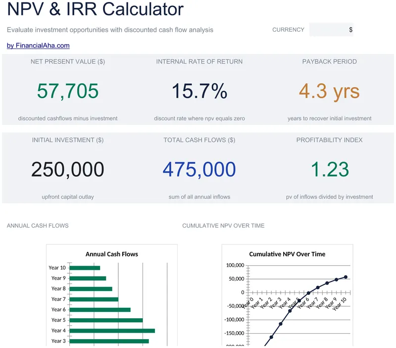 NPV & IRR Calculator preview