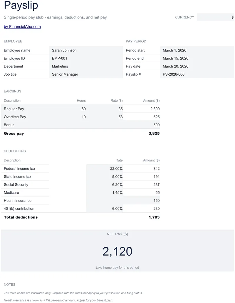 Payslip Template preview