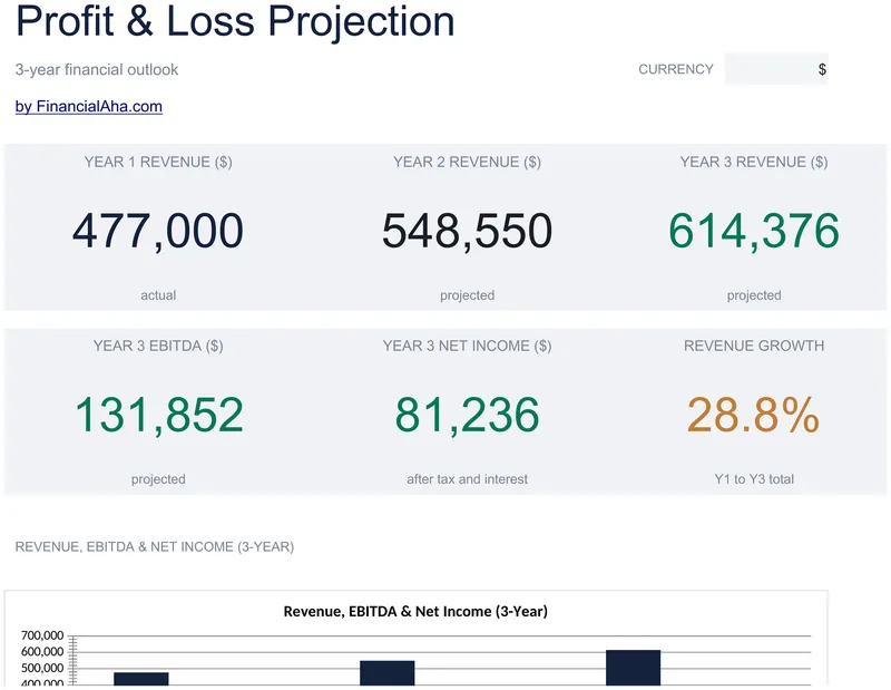 Profit & Loss Projection preview