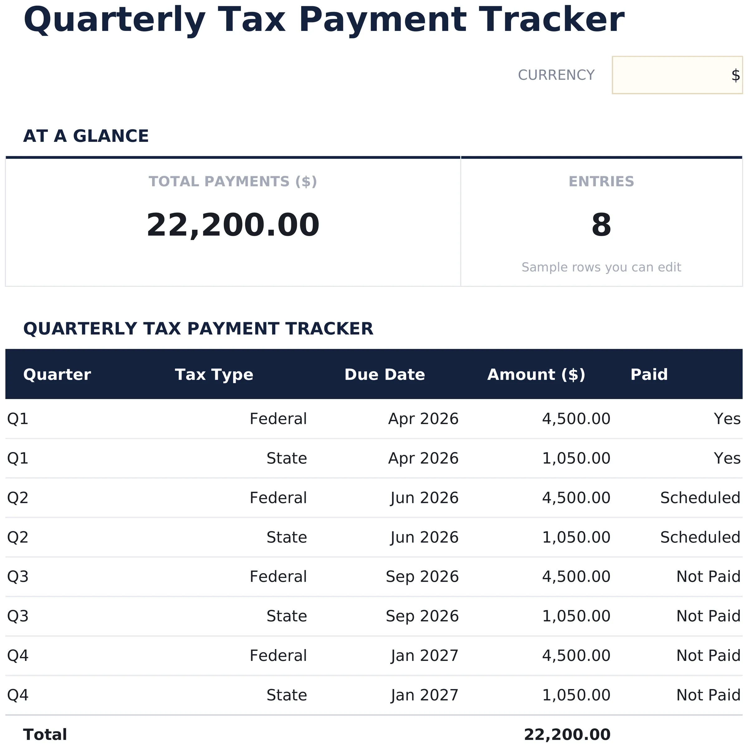 Quarterly Tax Payment Tracker preview