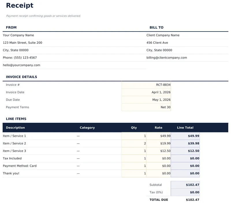 Receipt Template