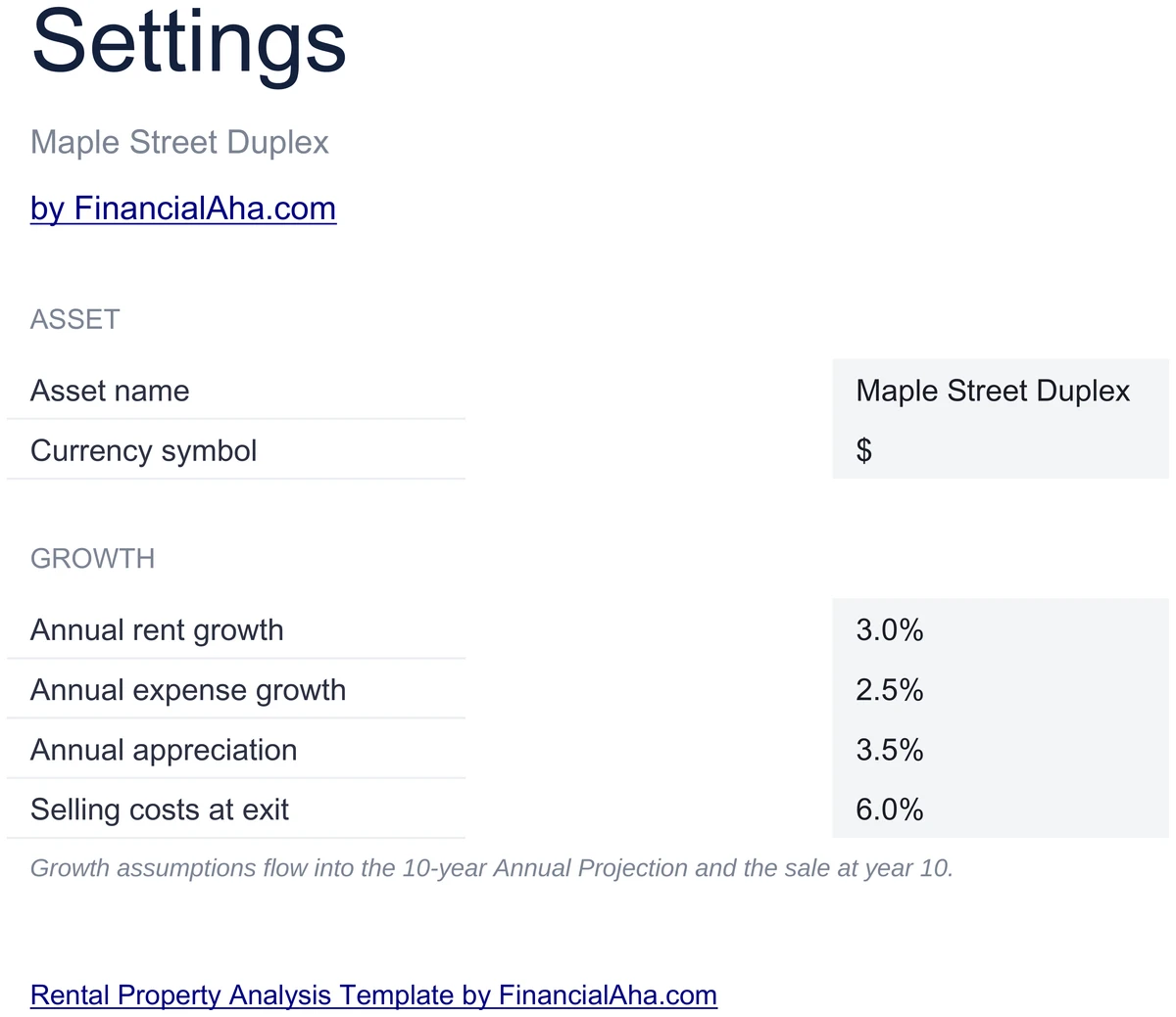 Rental Property Settings