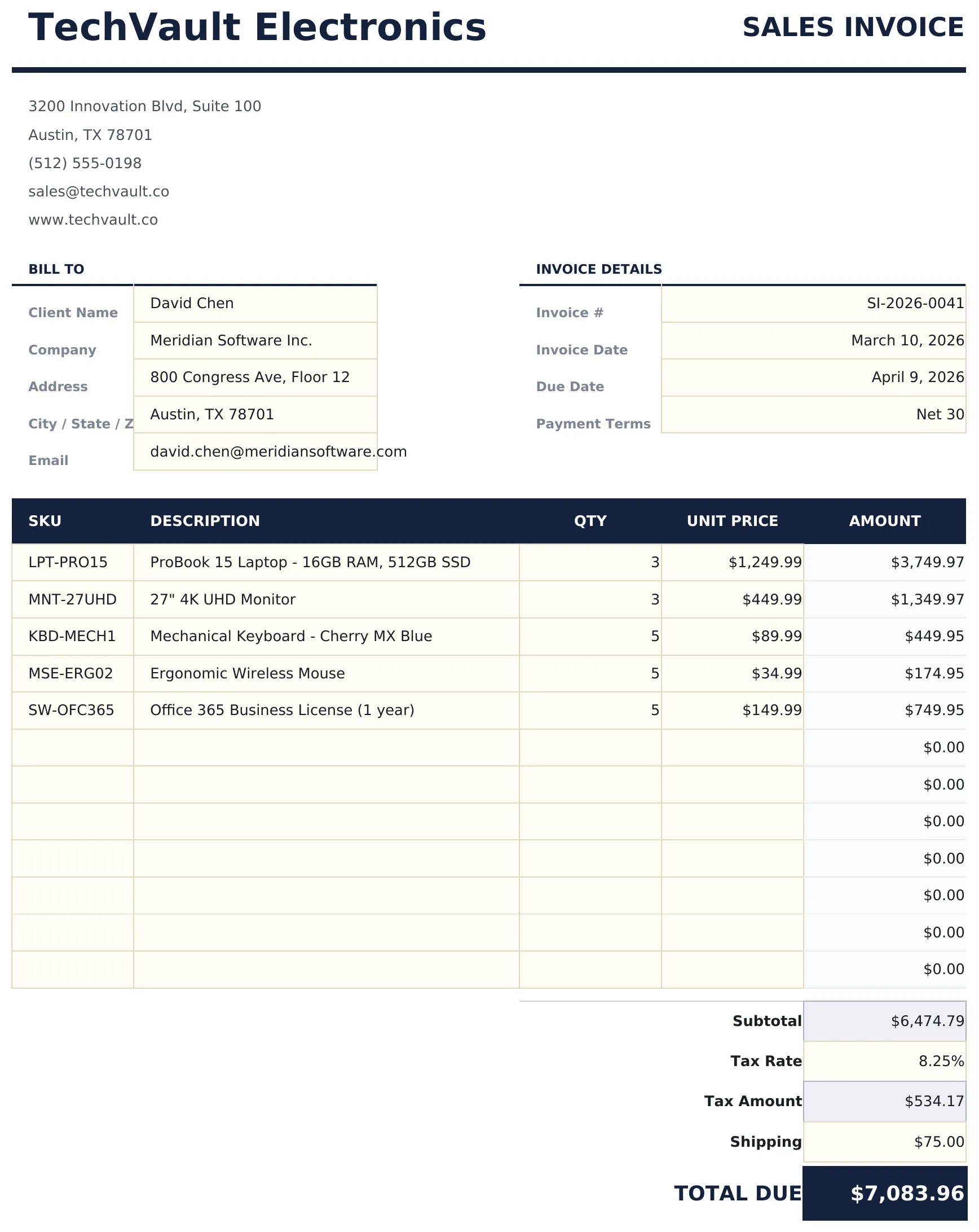 Sales Invoice preview