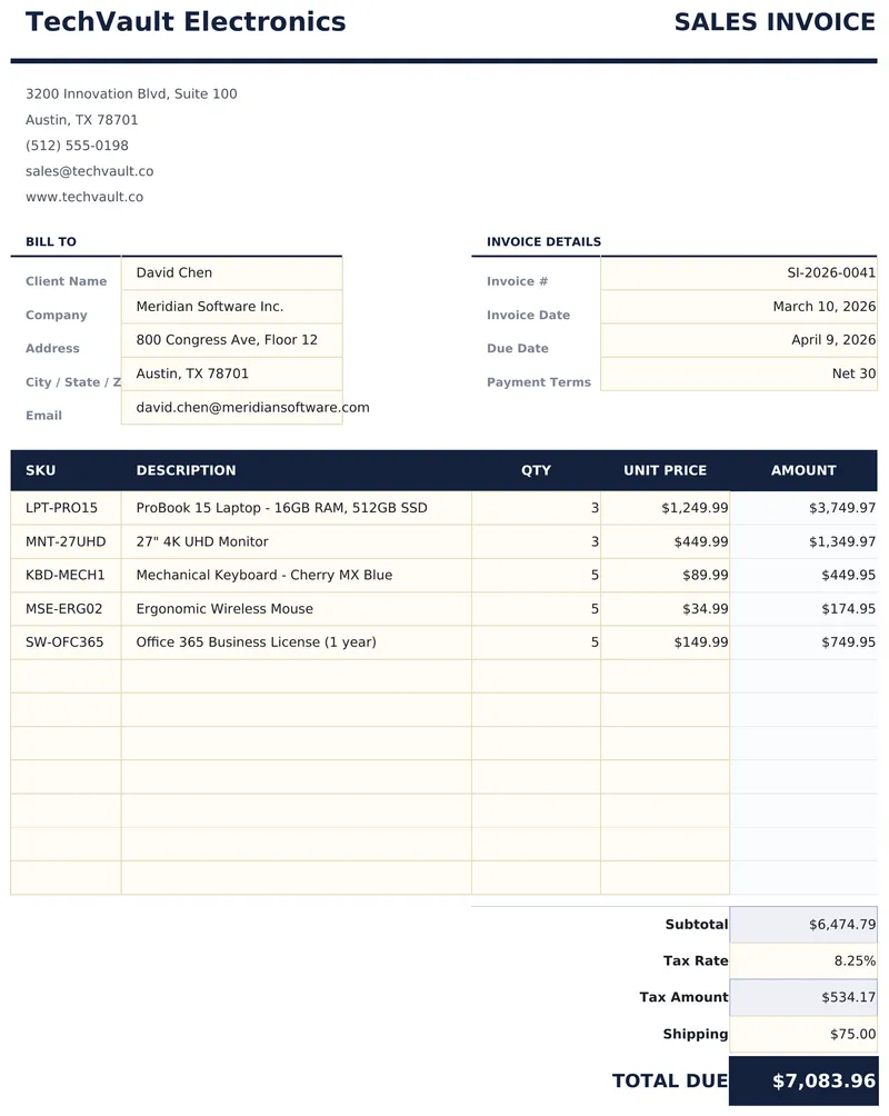 Sales Invoice preview