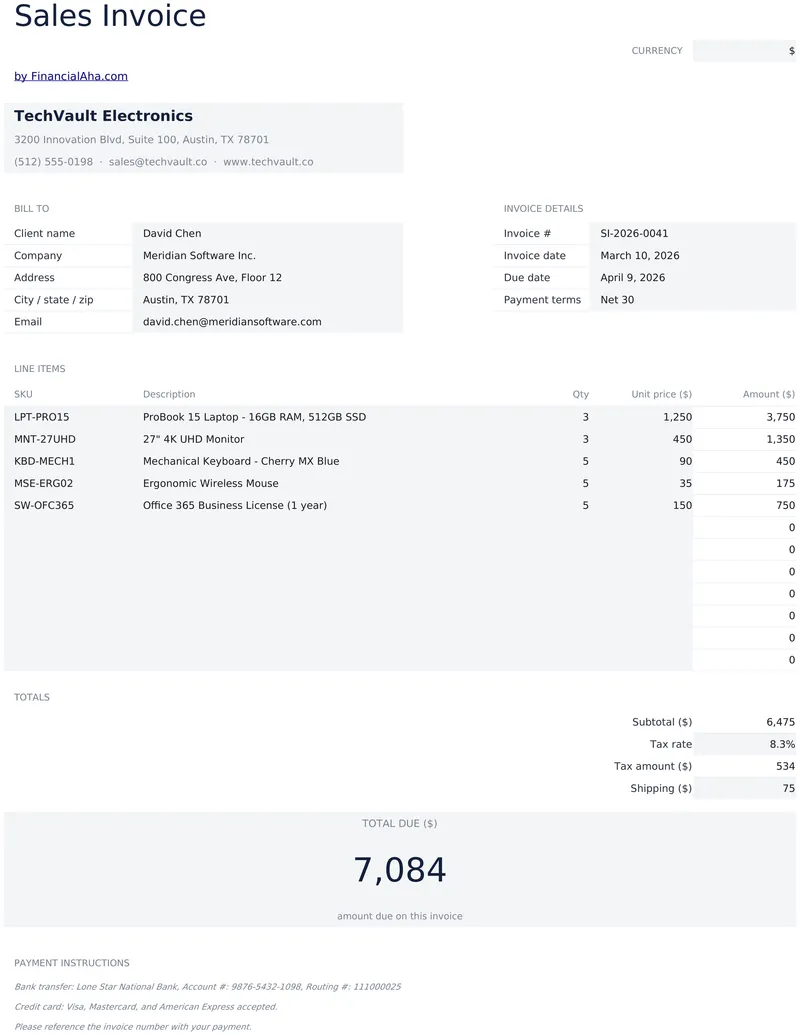 Sales Invoice preview