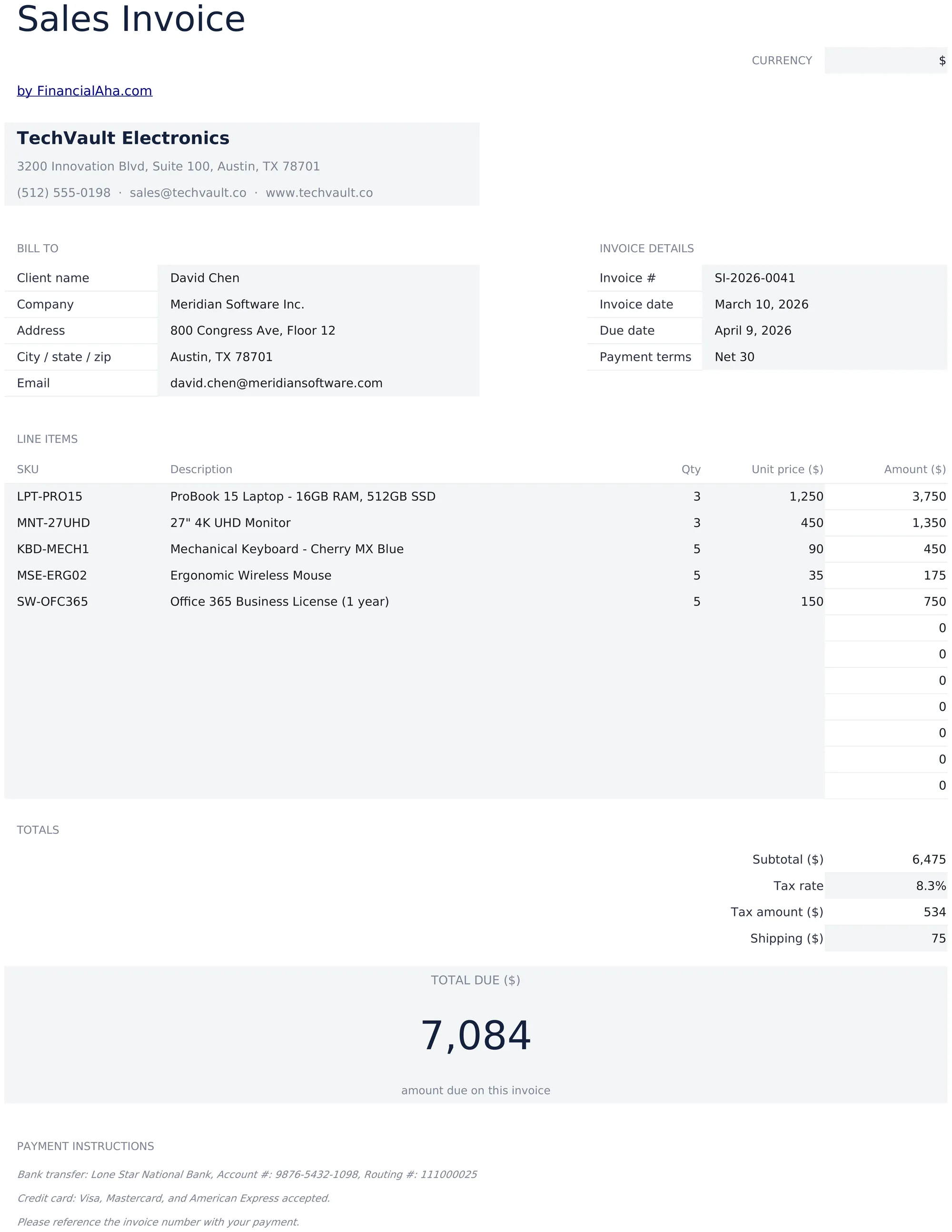 Sales Invoice preview