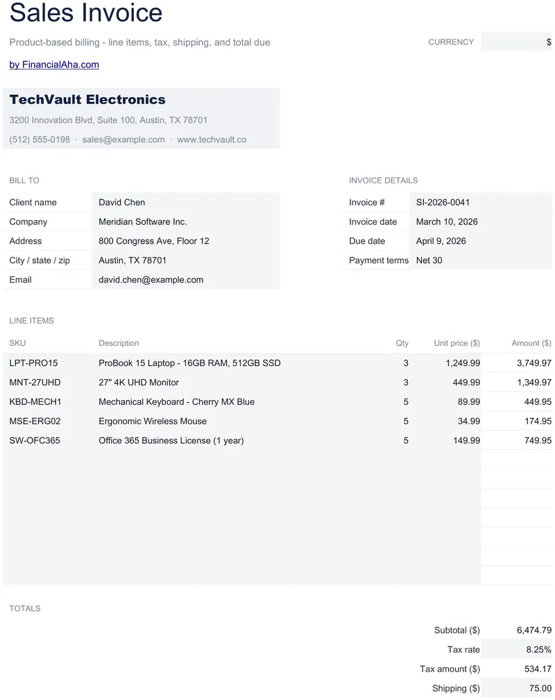 Sales Invoice preview