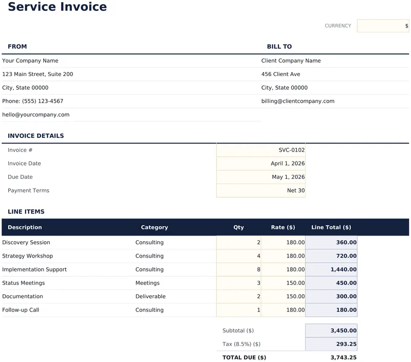 Service Invoice