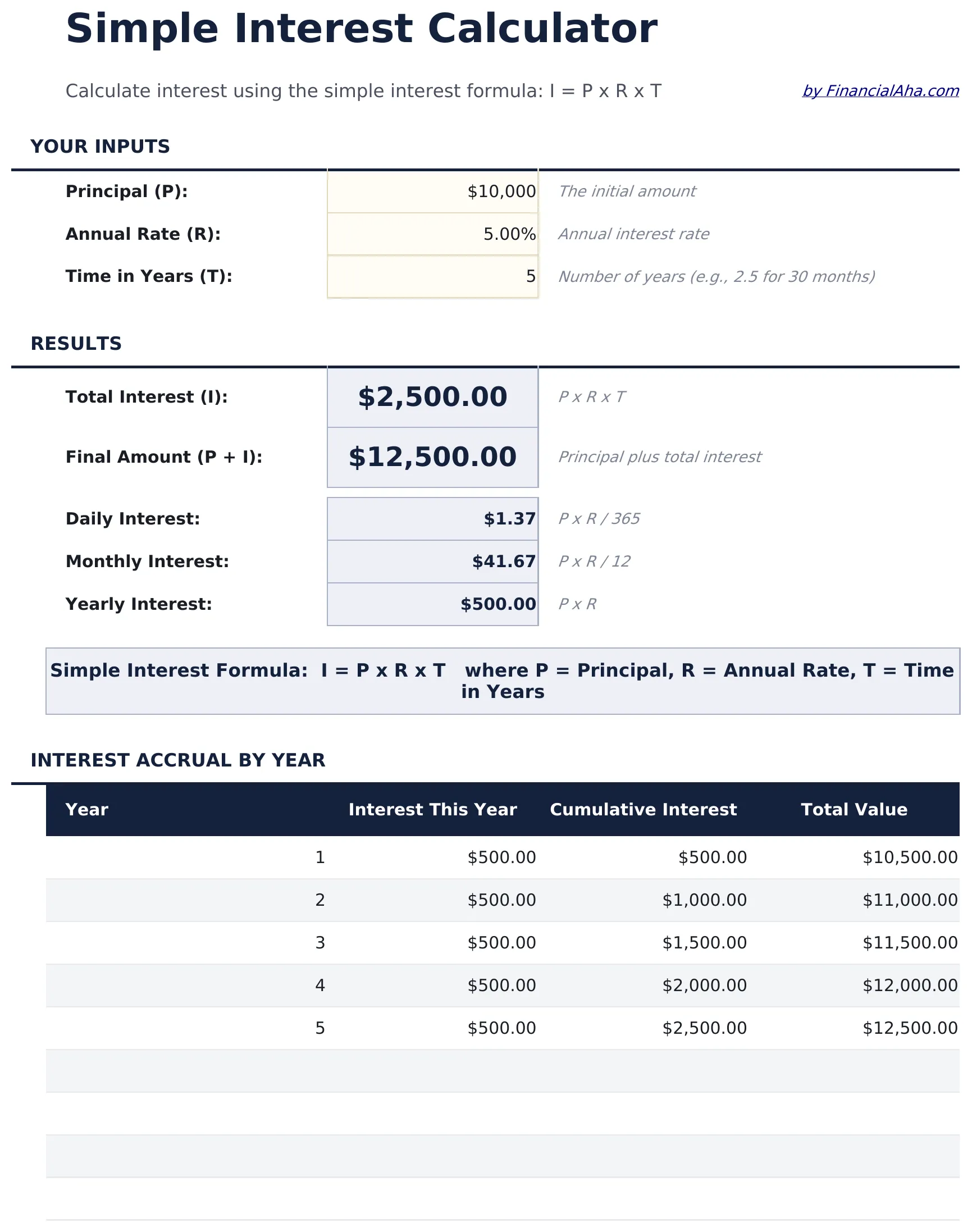 Simple Interest Calculator preview