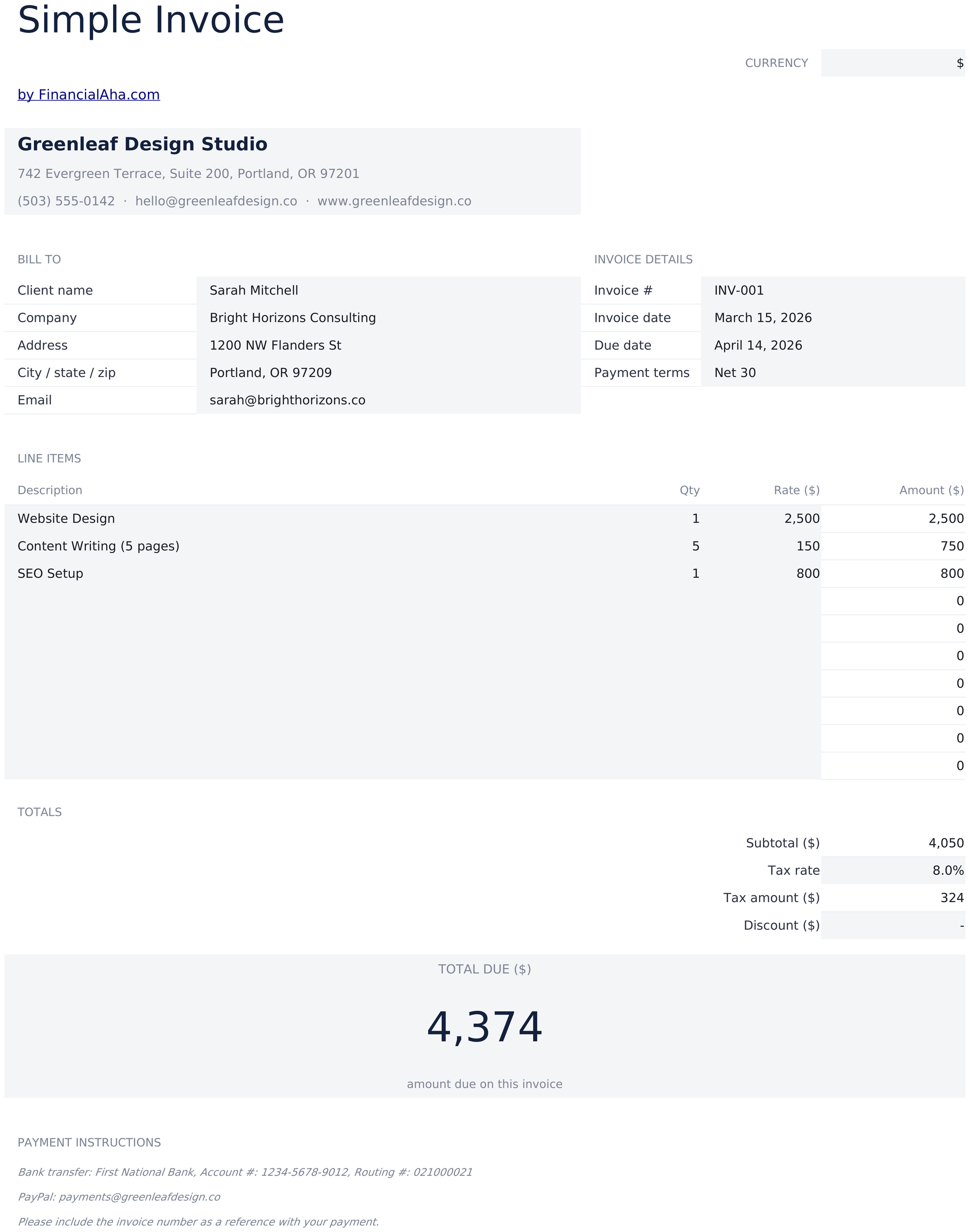 Essentials template preview
